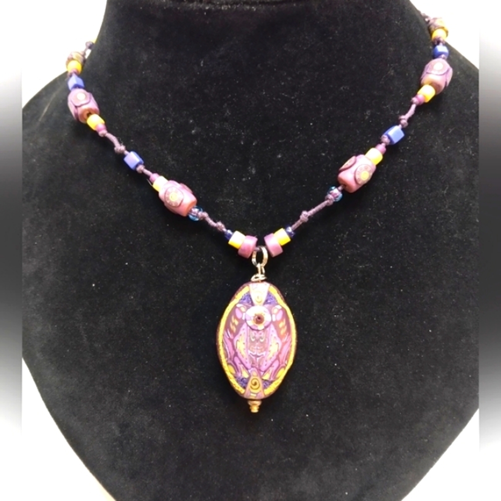 New Handmade Lot of 3 Necklaces and 1 Pair of Earrings Polymer Clay & Seed Beads